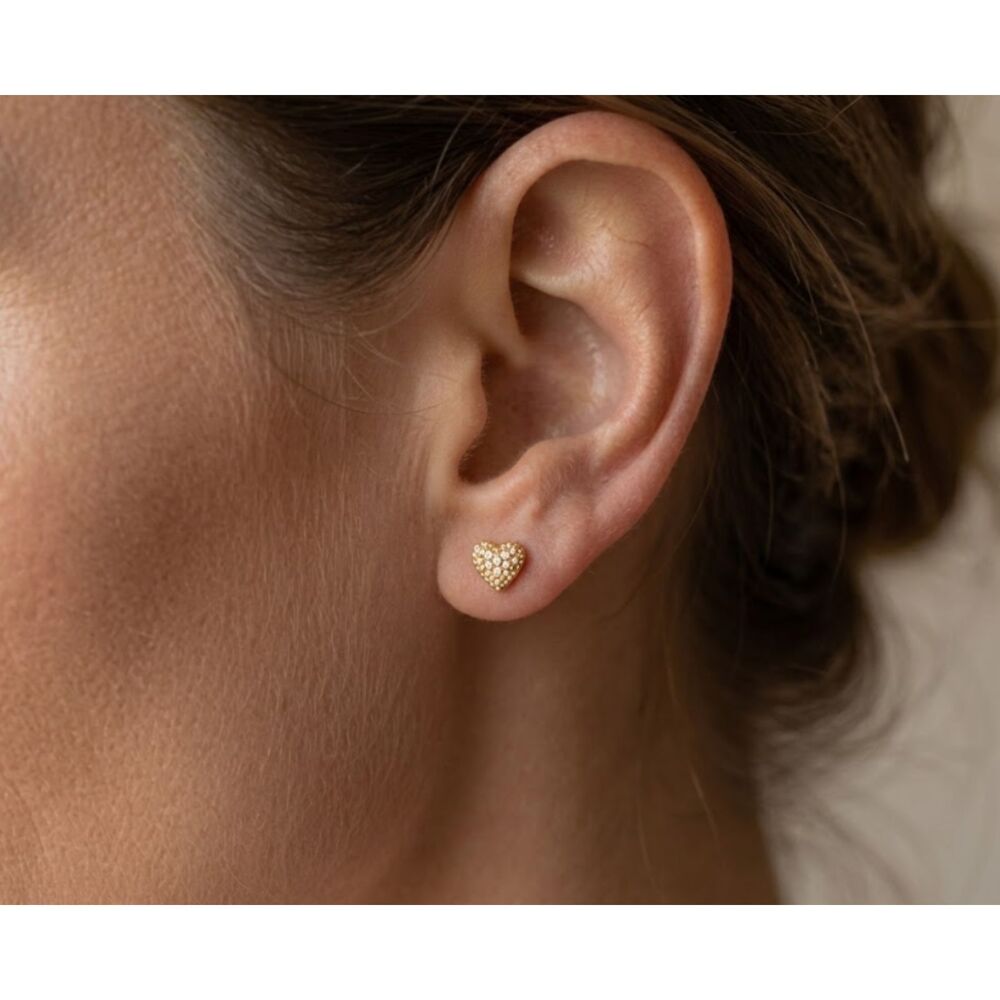 Gold Filled Sacred Heart Stud Earrings 6mm 2 Pairs Gift Set